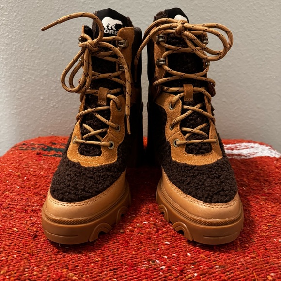 SOREL Women's Brex Cozy Mixed-Media Lace-Up Ankle Booties Blackend Brown Sz 7 - Picture 11 of 11